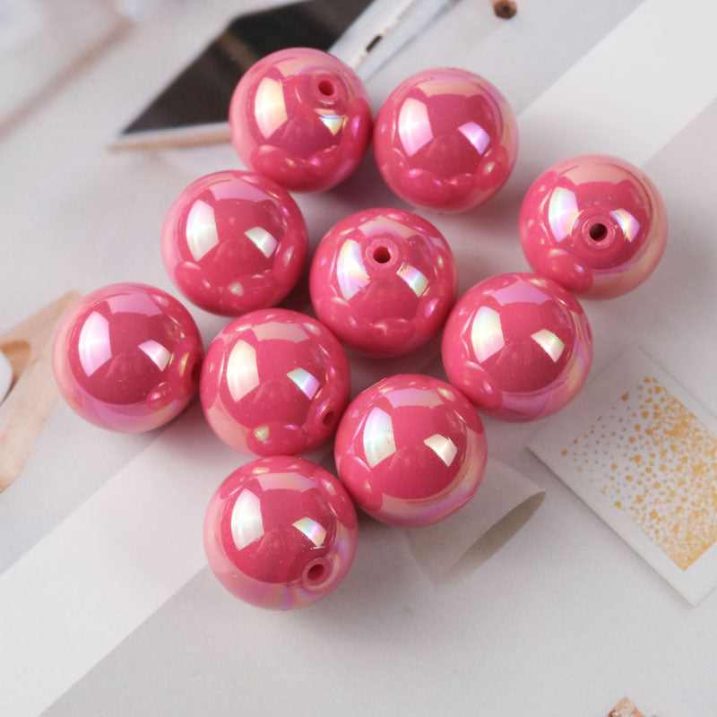 Wholesale 100PCS/PACK Colorful Straight Hole Colorful Plated ab Acrylic Round Beads